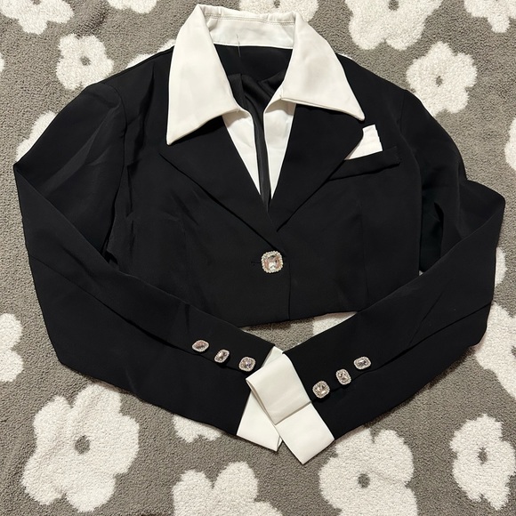 Blazer + Mini Skirt Set /black and white - Picture 3 of 3